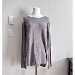 Quiet Luxury 100% Cashmere Textured Knit Sweater Womens XL Neutral Tan